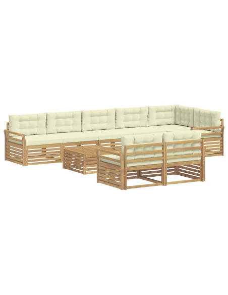 Set di divani da esterno 9 pcs Bianco e Crema 79 x 79 x 37 cm
