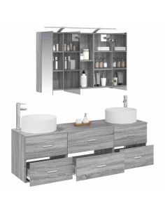 Set di mobili per il bagno 4 pcs Sonoma grigio 2
