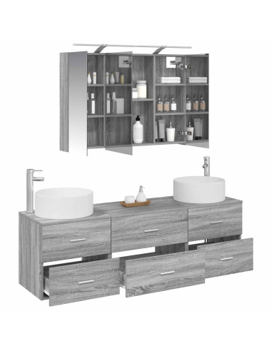 Set di mobili per il bagno 4 pcs Sonoma grigio