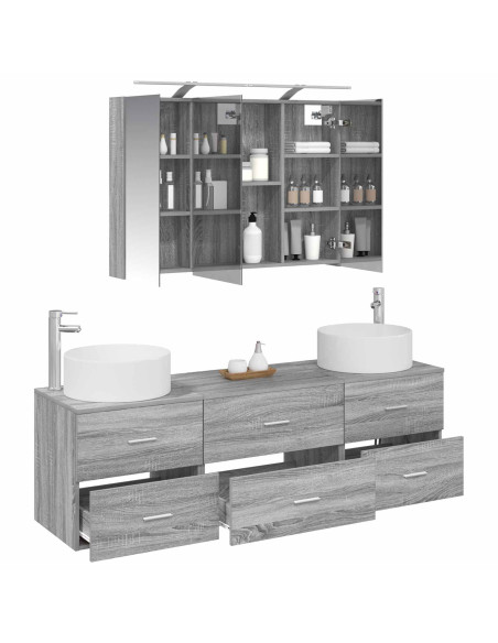 Set di mobili per il bagno 4 pcs Sonoma grigio
