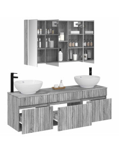Set di Armadi da Bagno 4 pcs Sonoma grigio 103,5 x 15,5 x 70 cm 2