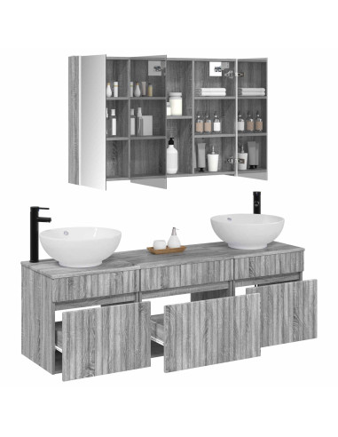 Set di Armadi da Bagno 4 pcs Sonoma grigio 103,5 x 15,5 x 70 cm
