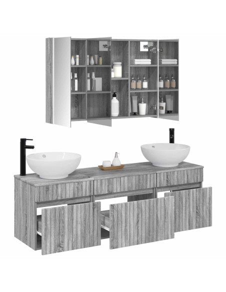 Set di Armadi da Bagno 4 pcs Sonoma grigio 103,5 x 15,5 x 70 cm