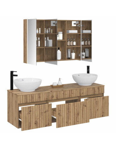 Set di Armadi da Bagno 4 pcs Rovere Artigianale