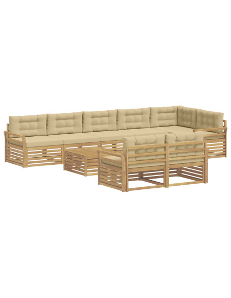Set di divani da esterno 9 pcs Bianco e Beige 79 x 79 x 37 cm