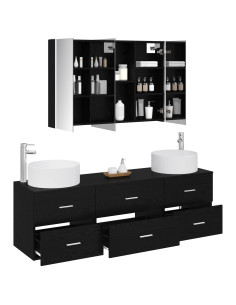 Set di mobili per il bagno 4 pcs Rovere Nero 2
