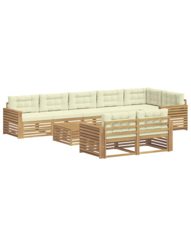 Set di divani da esterno 9 pcs Bianco e Crema 79 x 79 x 37 cm