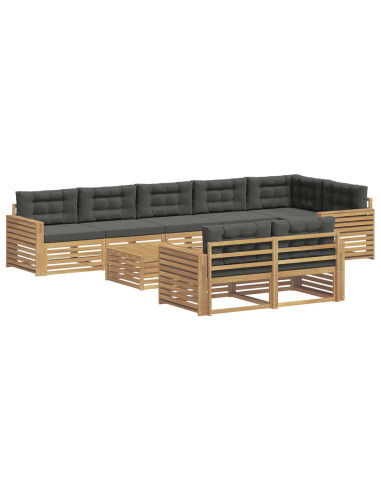 Set di divani da esterno 9 pcs Bianco e Antracite