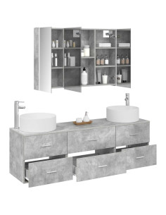 Set di mobili per il bagno 4 pcs Grigio Cemento 2