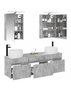 Set di Armadi da Bagno 5 pcs Grigio Cemento 50 x 14,5 x 70 cm 2