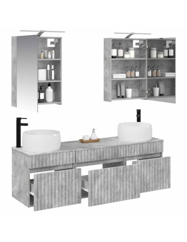 Set di Armadi da Bagno 5 pcs Grigio Cemento 50 x 14,5 x 70 cm