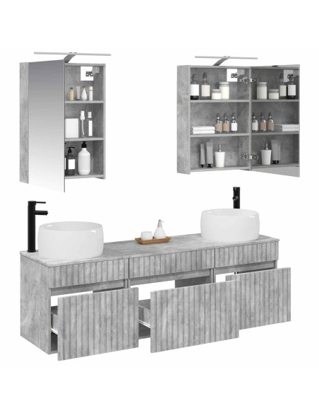 Set di Armadi da Bagno 5 pcs Grigio Cemento 50 x 14,5 x 70 cm