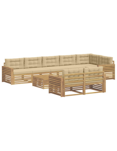 Set di divani da esterno 9 pcs Bianco e Beige 79 x 79 x 37 cm