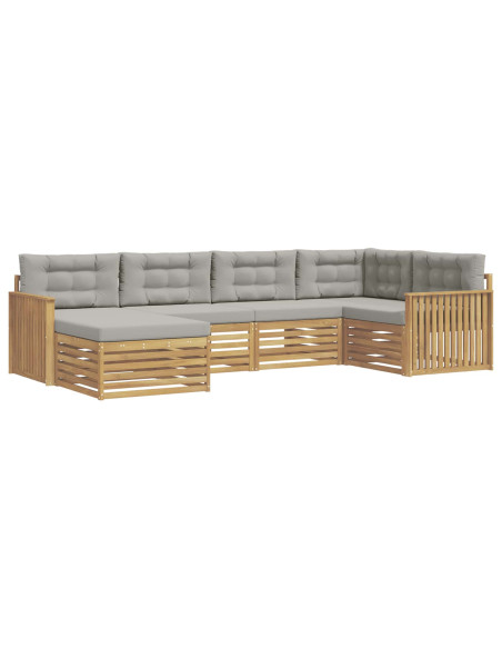 Set di divani da esterno 6 pcs Bianco e Grigio Chiaro