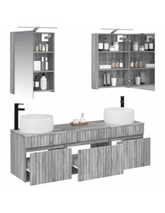 Set di Armadi da Bagno 5 pcs Sonoma grigio 50 x 14,5 x 70 cm 2