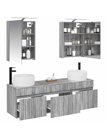 Set di Armadi da Bagno 5 pcs Sonoma grigio 50 x 14,5 x 70 cm