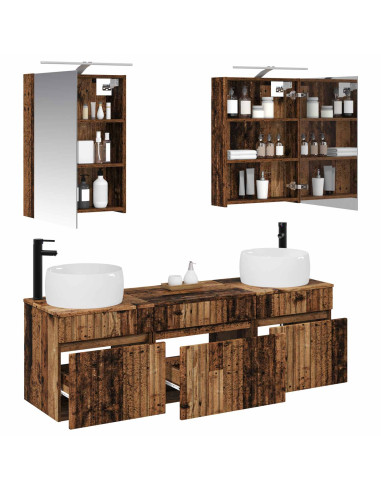 Set di Armadi da Bagno 5 pcs Legno antico 50 x 14,5 x 70 cm