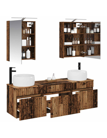 Set di Armadi da Bagno 5 pcs Legno antico 50 x 14,5 x 70 cm