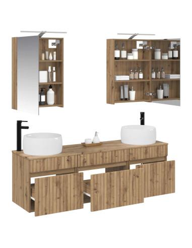 Set di Armadi da Bagno 5 pcs Rovere Artigianale