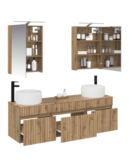 Set di Armadi da Bagno 5 pcs Rovere Artigianale