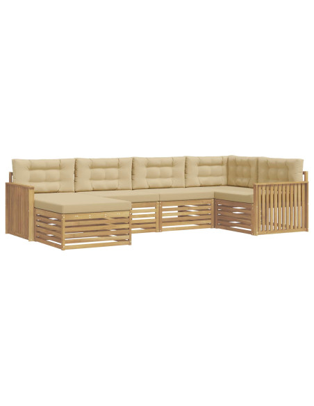 Set di divani da esterno 6 pcs Bianco e Beige