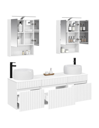 Set di Armadi da Bagno 5 pcs Bianco 50 x 14,5 x 70 cm