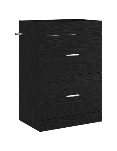 Mobiletto da Bagno Sotto Lavabo Rovere Nero 56 x 37,5 x 81 cm