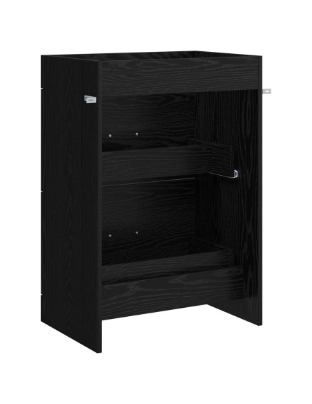 Mobiletto da Bagno Sotto Lavabo Rovere Nero 56 x 37,5 x 81 cm