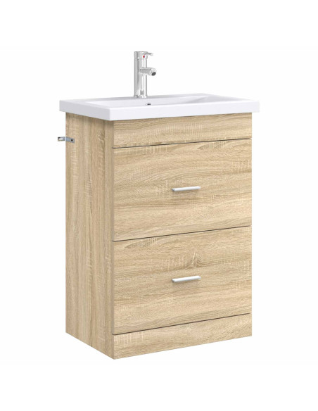 Mobiletto da Bagno Sotto Lavabo Rovere Sonoma 56 x 37,5 x 81 cm
