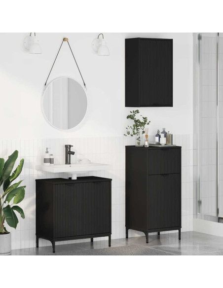 Set di mobili per il bagno con cassetto con porta 3 pcs Nero