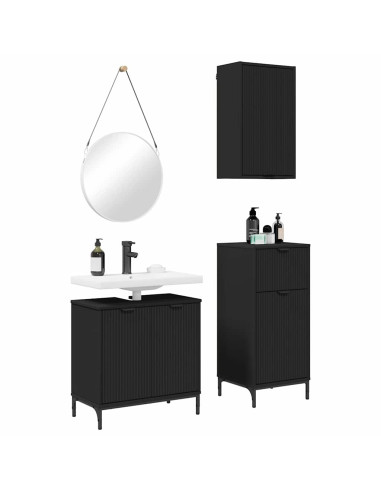 Set di mobili per il bagno con cassetto con porta 3 pcs Nero