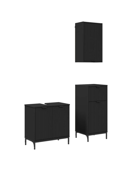 Set di mobili per il bagno con cassetto con porta 3 pcs Nero
