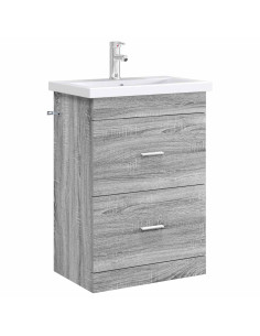 Mobiletto da Bagno Sotto Lavabo Sonoma grigio 56 x 37,5 x 81 cm 2