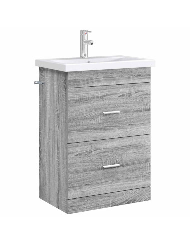Mobiletto da Bagno Sotto Lavabo Sonoma grigio 56 x 37,5 x 81 cm