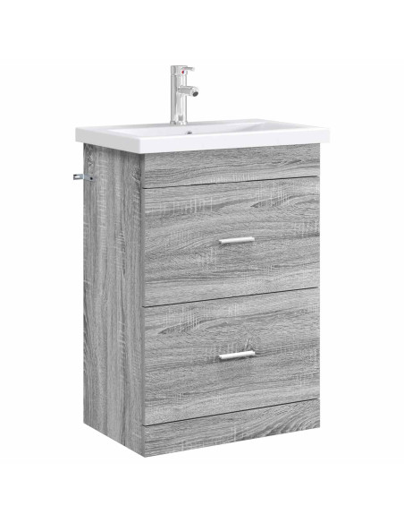 Mobiletto da Bagno Sotto Lavabo Sonoma grigio 56 x 37,5 x 81 cm