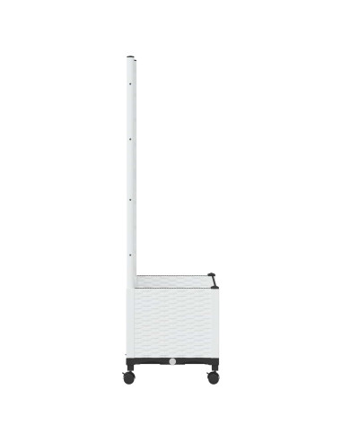 Vaso da giardino con grigliato e ruote Bianco 40 x 40 x 146 cm
