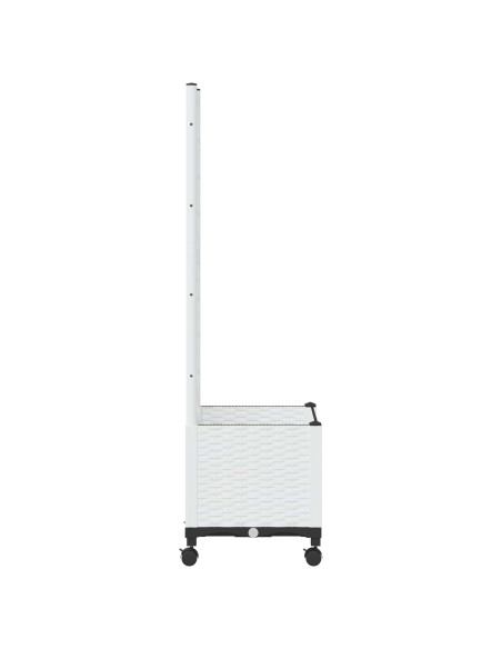 Vaso da giardino con grigliato e ruote Bianco 40 x 40 x 146 cm