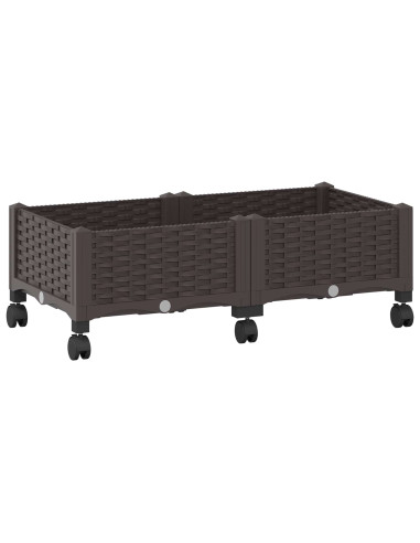 Vaso da Giardino con Ruote Marrone 80 x 40 x 29 cm PP
