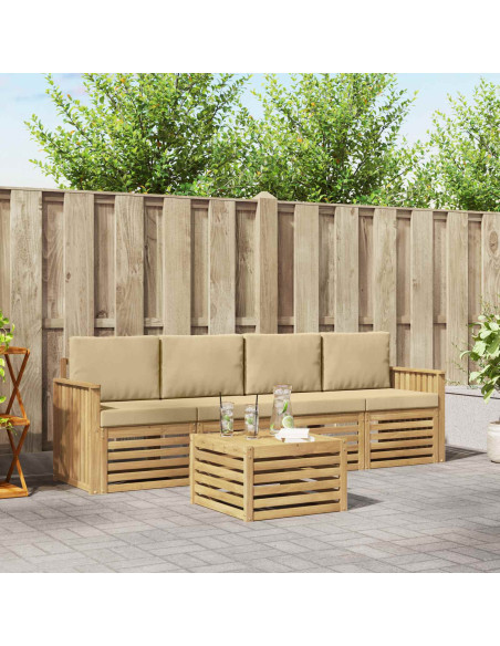 Set di divani da esterno 5 pcs Bianco e Beige Poliestere