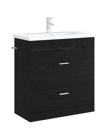 Mobiletto da Bagno Sotto Lavabo Rovere Nero 78,5 x 37,5 x 81 cm