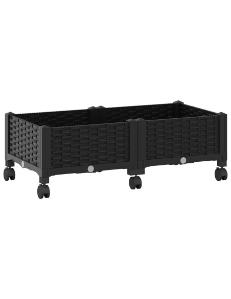 Vaso da Giardino con Ruote Nero 80 x 40 x 29 cm PP