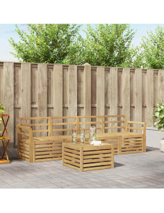 Set di divani da esterno 5 pcs Bianco Legno di Acacia Massello
