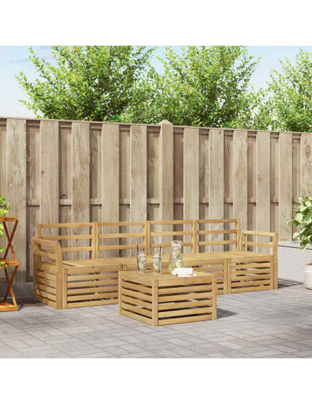 Set di divani da esterno 5 pcs Bianco Legno di Acacia Massello