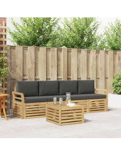 Set di divani da esterno 5 pcs Bianco e Antracite Poliestere