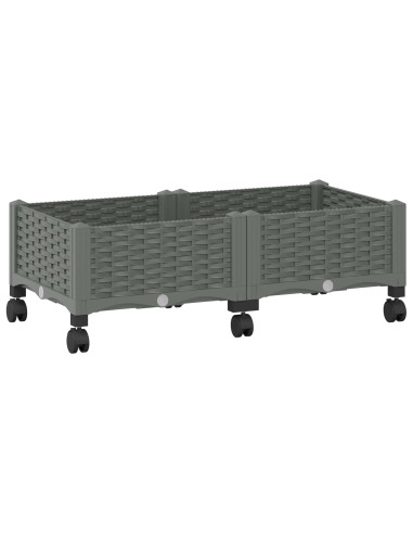 Vaso da Giardino con Ruote Grigio Chiaro 80 x 40 x 33 cm PP