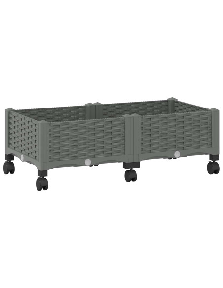 Vaso da Giardino con Ruote Grigio Chiaro 80 x 40 x 33 cm PP