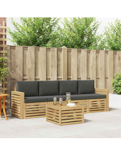 Set di divani da esterno 5 pcs Bianco e Antracite Poliestere