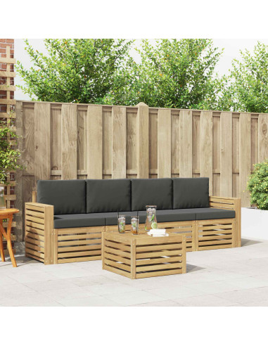 Set di divani da esterno 5 pcs Bianco e Antracite Poliestere