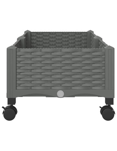 Vaso da Giardino con Ruote Grigio Chiaro 80 x 40 x 33 cm PP