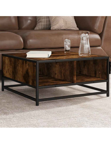 Tavolino Rovere Fumo 60,5x60,5x30 cm in Truciolato e Metallo